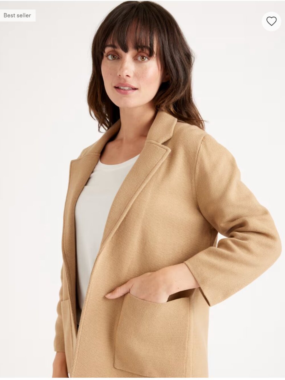 Quince 100% Organic Cotton Knit Blazer in Camel | Size Small